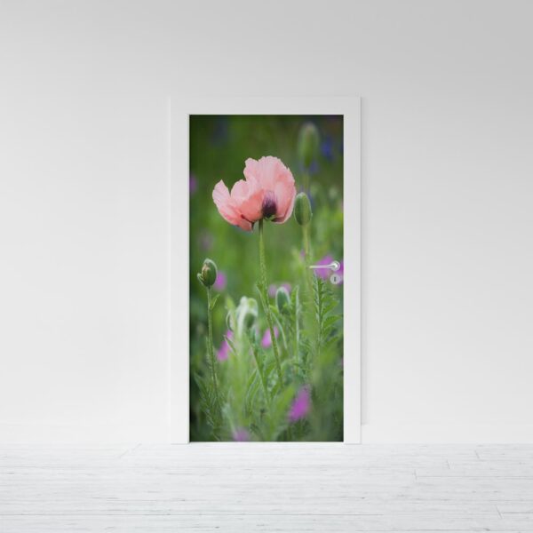 Adesivo per porta Papavero rosa