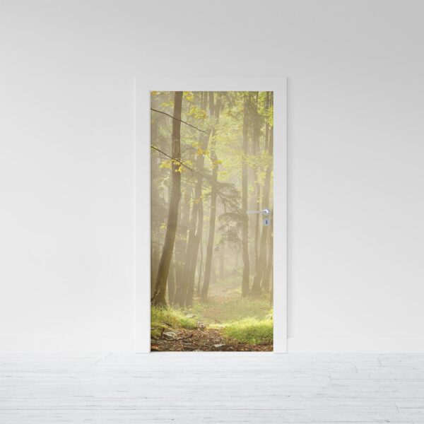 Adesivo per porta Foresta all'alba