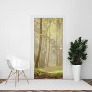 Adesivo per porta Foresta all'alba