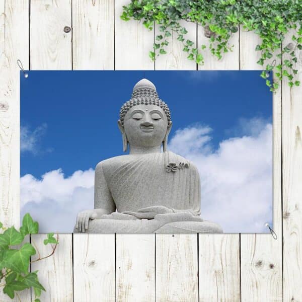 Striscione Budda grigio