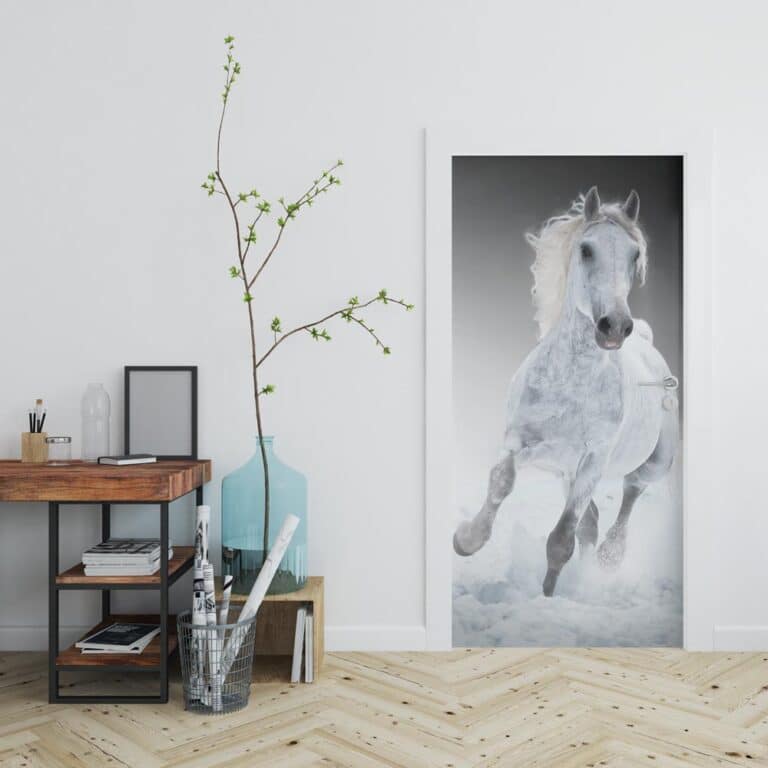 Adesivo per porta Cavallo bianco