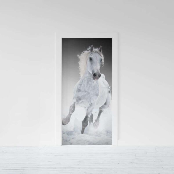 Adesivo per porta Cavallo bianco