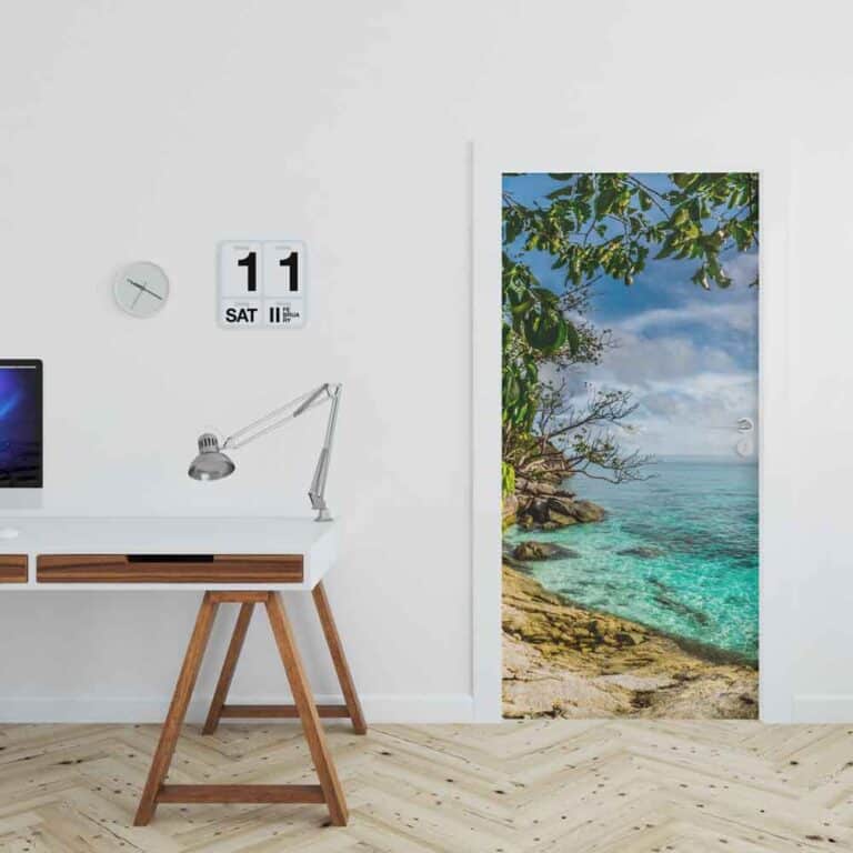 Adesivo per porta mare tropicale
