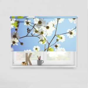 Tenda a rullo Fiori bianchi