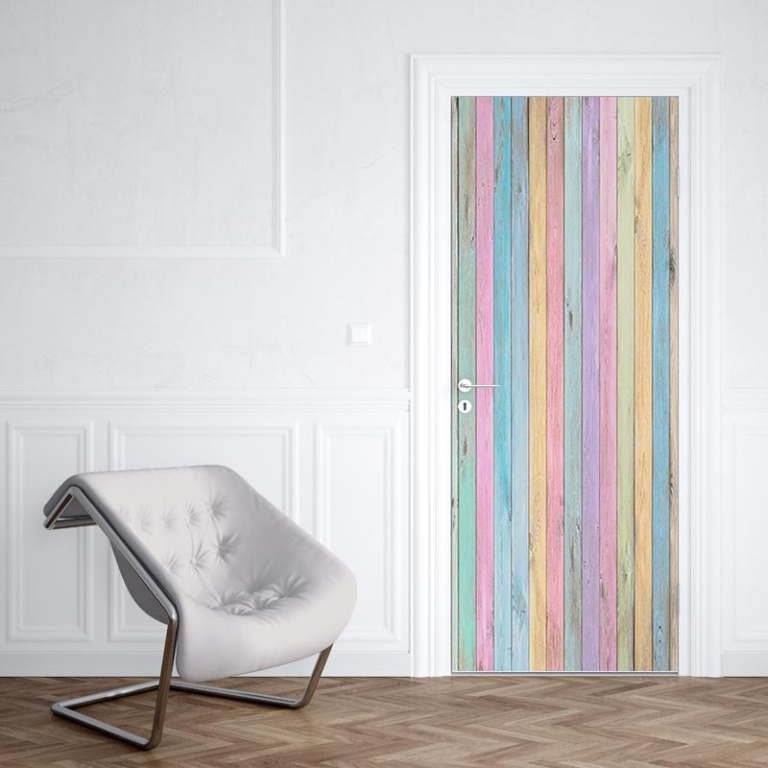 Adesivo per porta Legno pastello