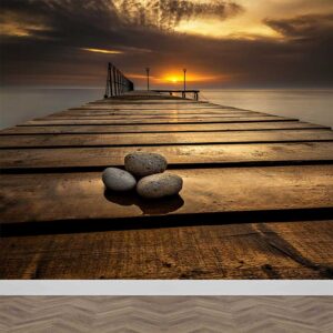 carta da parati pontile al tramonto
