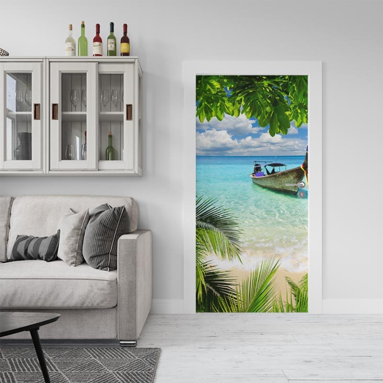 Adesivo per porta Baia tropicale
