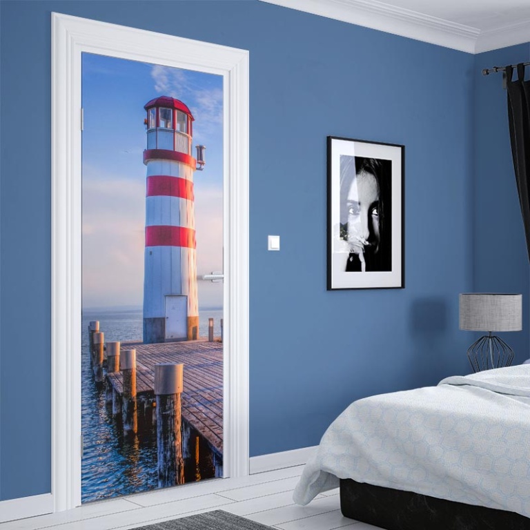 Adesivo per porta Faro sul molo