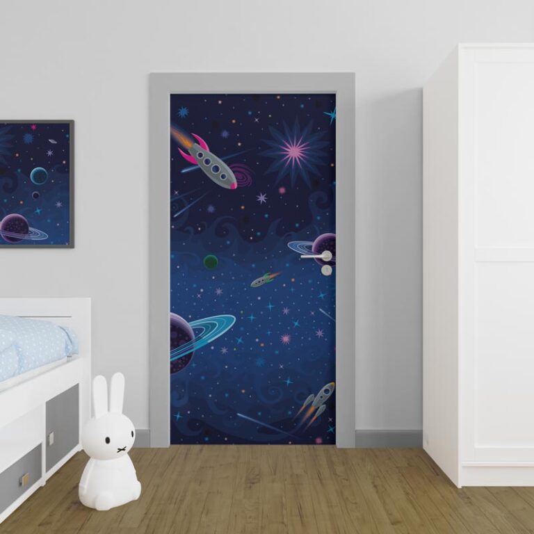 Adesivo per porta Spazio blu