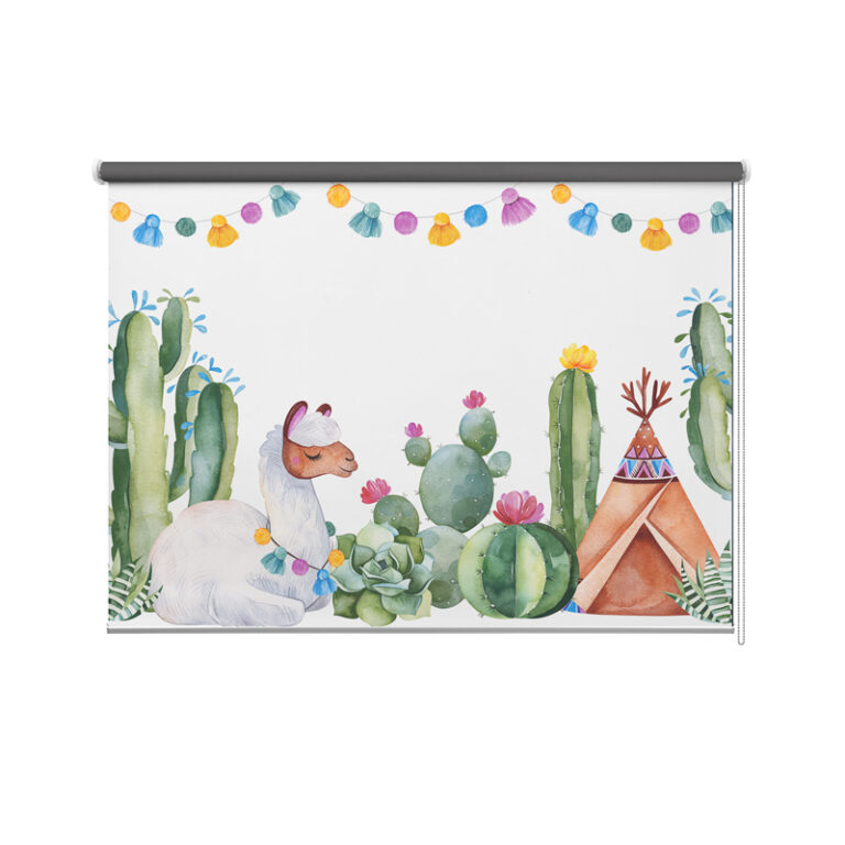 Tenda a rullo Alpaca e cactus