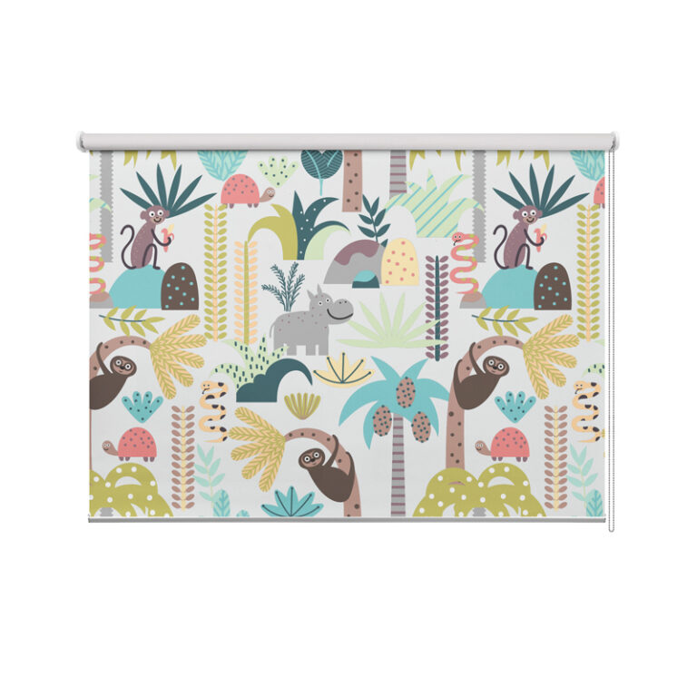 Tenda a rullo Animaletti e palme