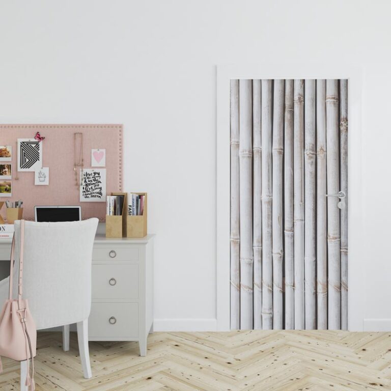 Adesivo per porta Bambù bianco