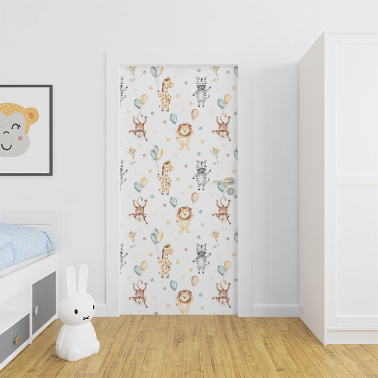 Adesivo per porta Animaletti e palloncini