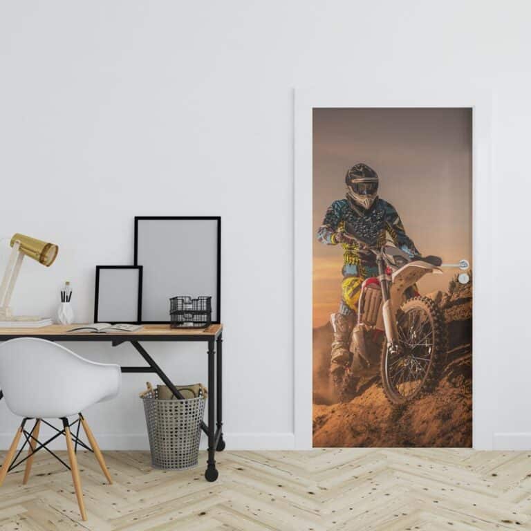 Adesivo per porta Motocross al tramonto