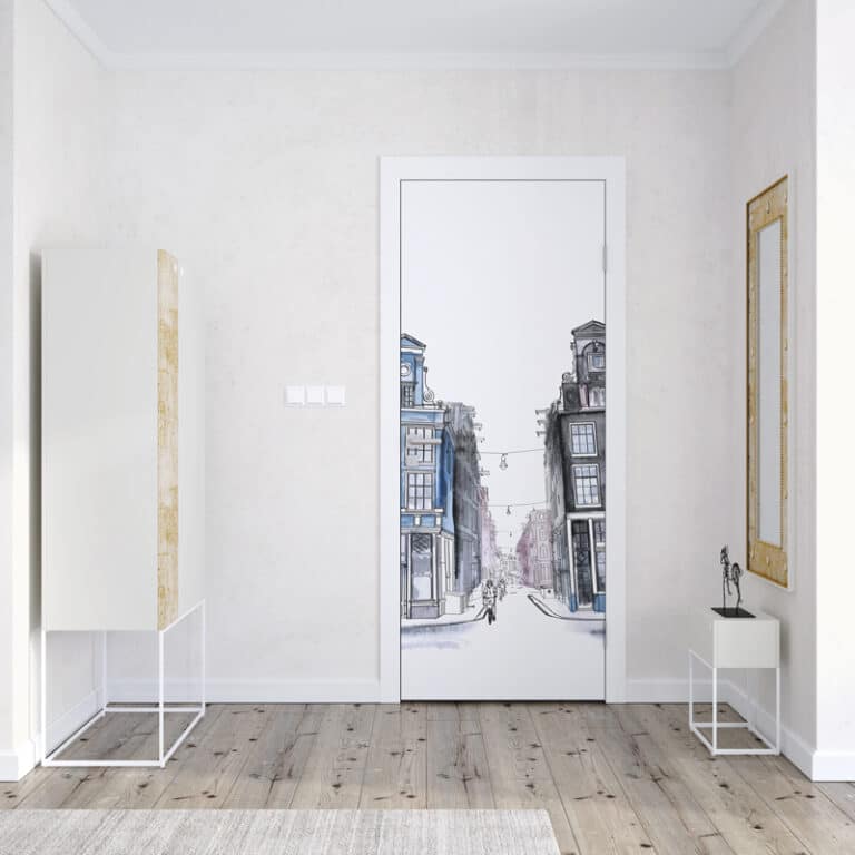 adesivo per porta scorcio reale irreale