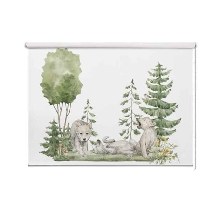 tenda a rullo famiglia di lupetti