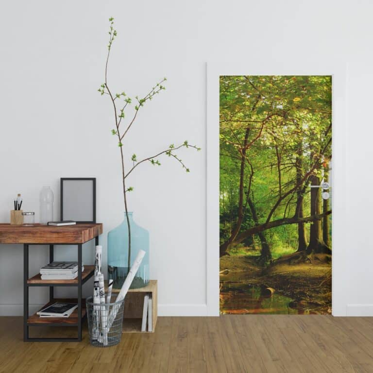adesivo per porta foresta e ruscello