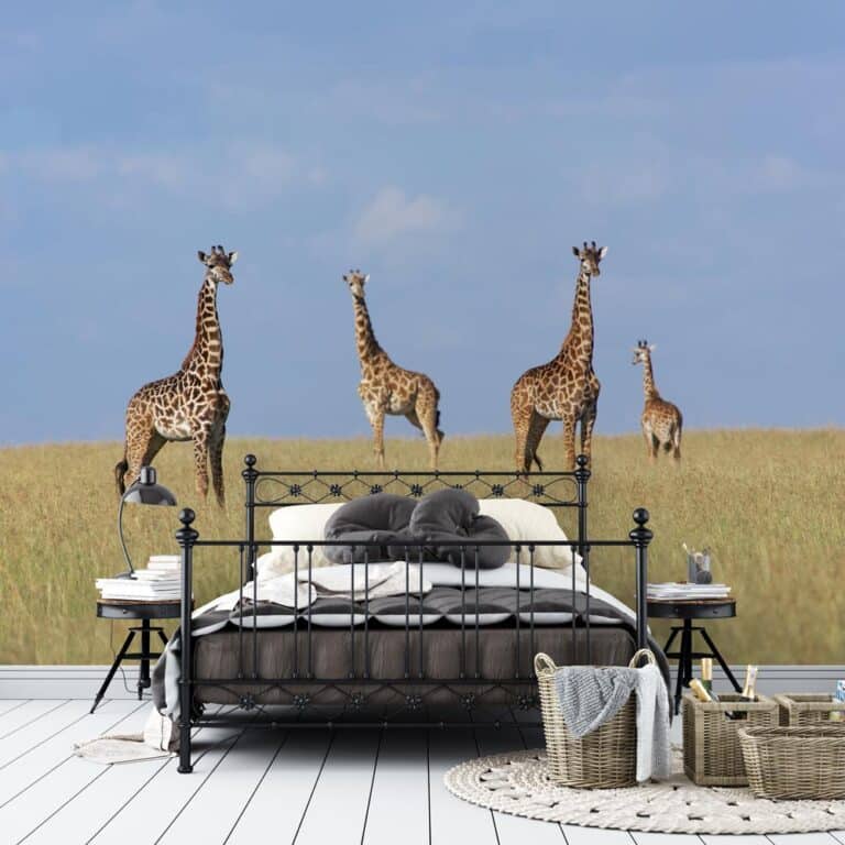 carta da parati giraffe nella savana