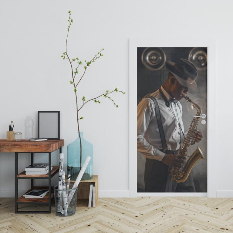 Adesivo per porta musicista jazz