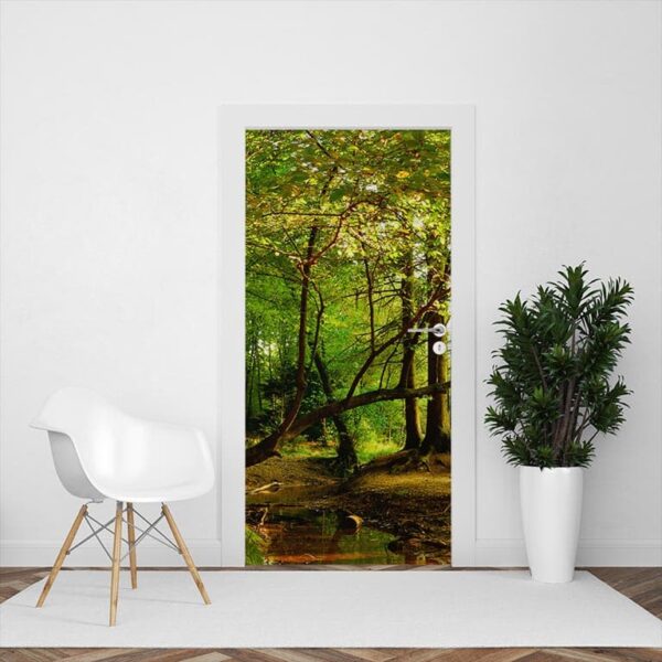 Adesivo per porta Foresta e ruscello