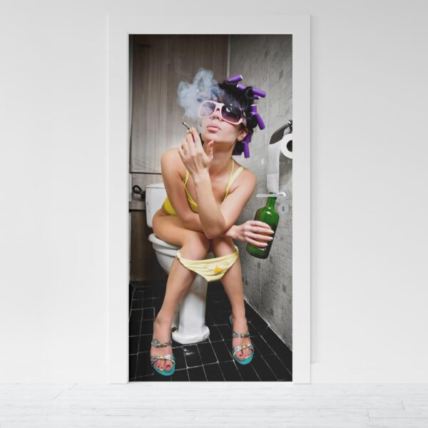 Adesivo per porta Donna in bagno